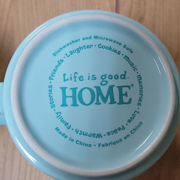 LIFE IS GOOD FLORAL TURQUOISE COFFEE MUG - Picture 2 of 2